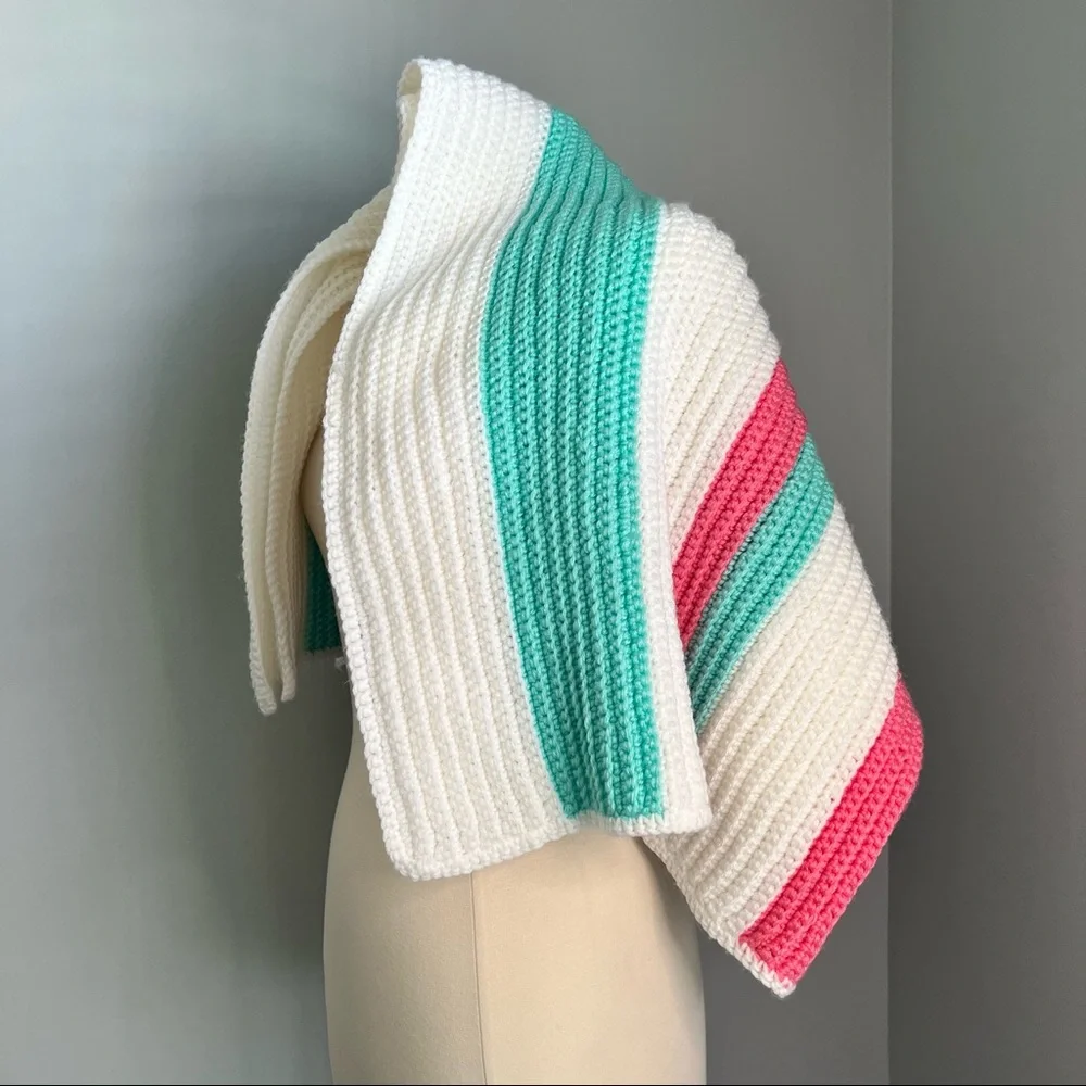 Afghan Blanket Throw Crochet Handmade Pastel Pink White Green Baby Blanket
